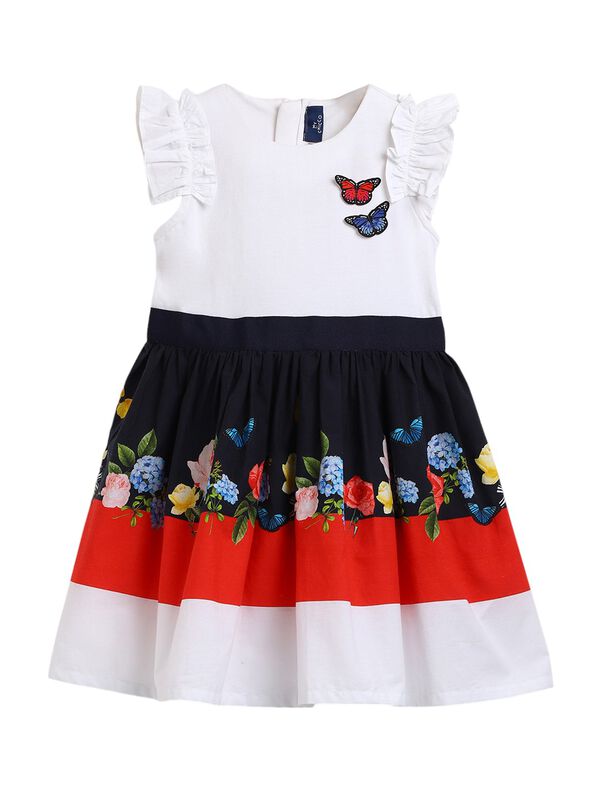 Girls White Short Sleeve Knitted Dress image number 0